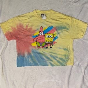 Cropped Tie Dye Spongebob Squarepants Tee